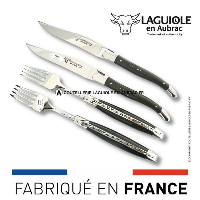 set 4 couverts laguiole manche bois précieux