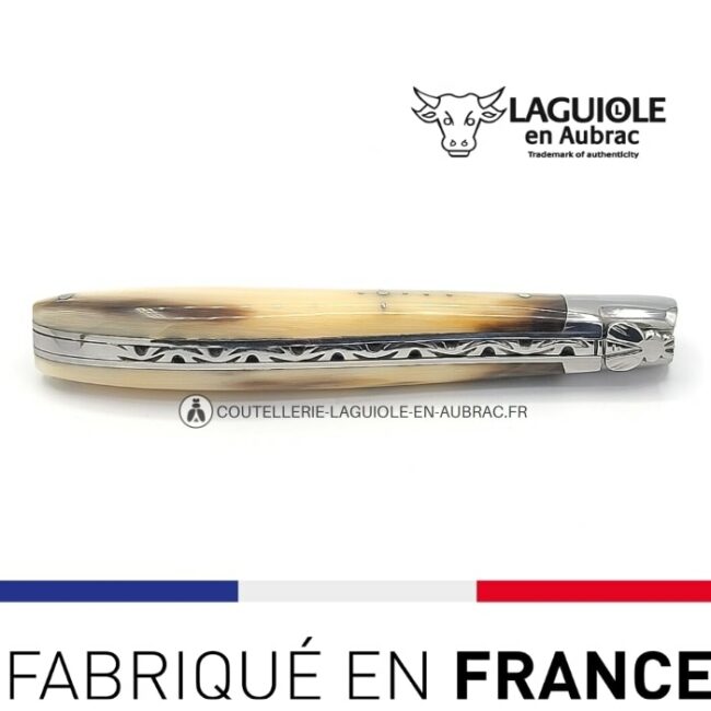 couteau crocus laguiole en aubrac manche pointe de corne