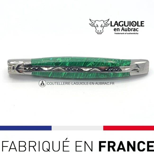 couteau de poche laguiole en aubrac malachite