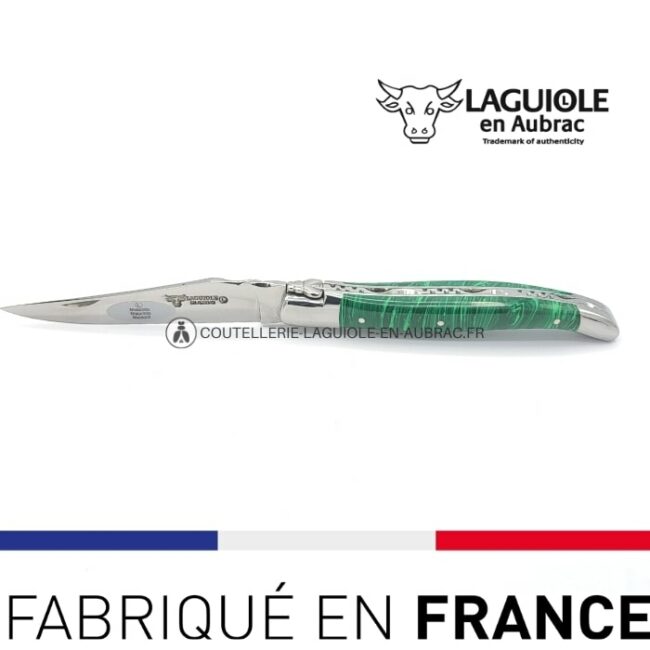 couteau laguiole en aubrac malachite