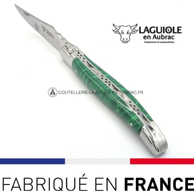 couteau laguiole pliant malachite