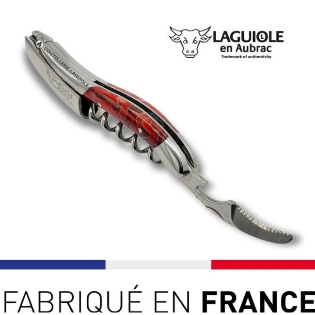 couteau sommelier laguiole guimauve rouge