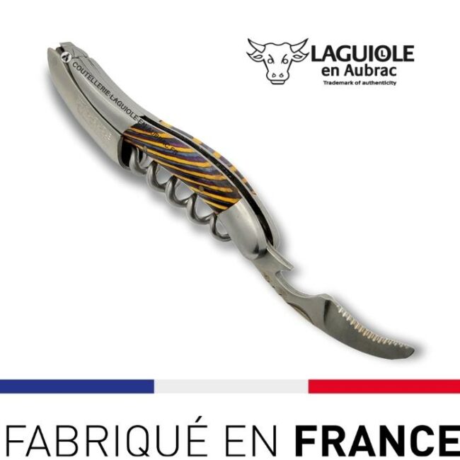 couteau sommelier laguiole marqueterie samba jaune