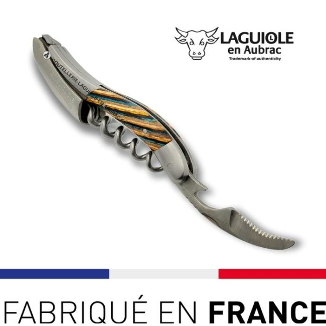 couteau sommelier laguiole marqueterie samba marron