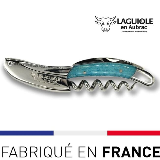 laguiole sommelier tire bouchon en os de chameau bleu