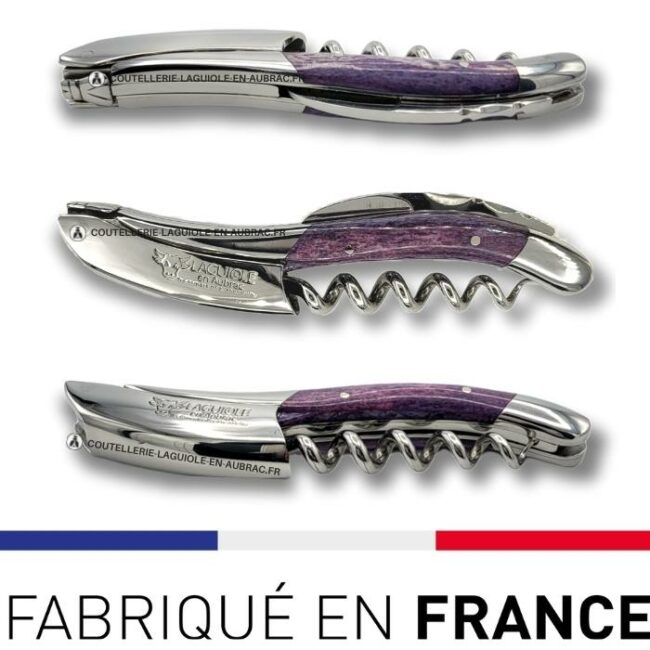 laguiole sommelier tire bouchon os de chameau pourpre