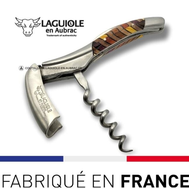 laguiole tire bouchon maqueterie arc en ciel