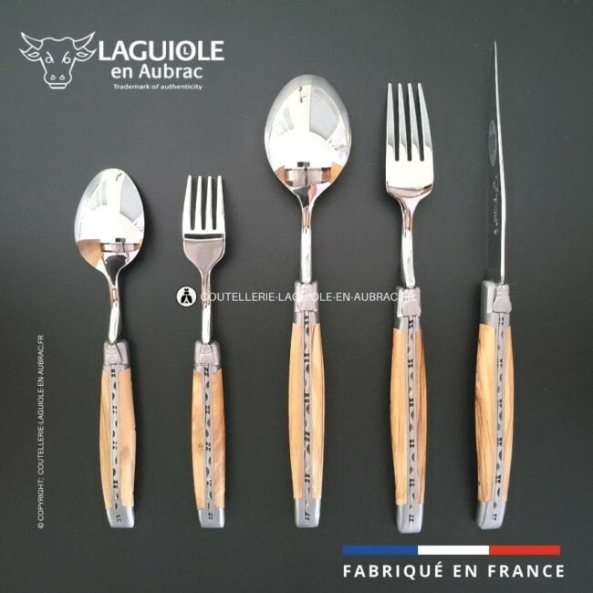 set 5 couverts laguiole bois d'olivier