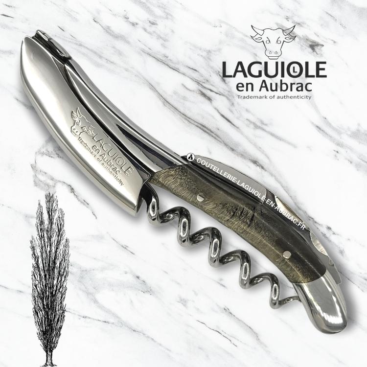 sommelier laguiole en aubrac loupe de peuplier lie de vin inox brillant