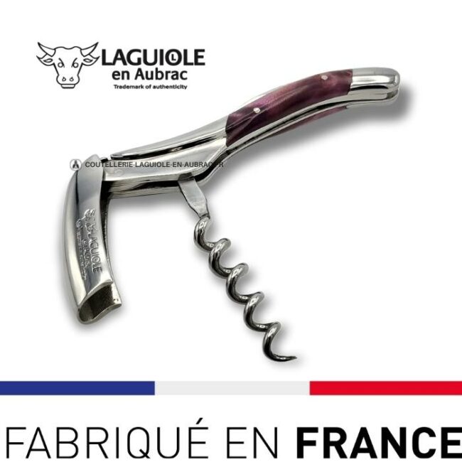 sommelier tire bouchon laguiole en loupe de peuplier couleur lie de vin
