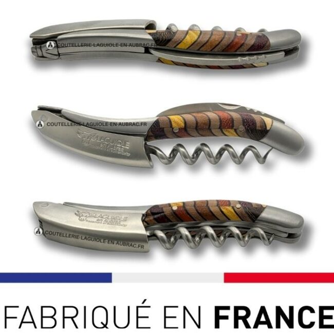 sommelier tire bouchon laguiole maqueterie arc en ciel