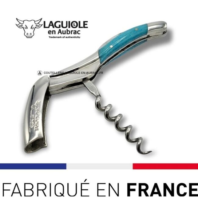 tire bouchon laguiole en os de chameau bleu