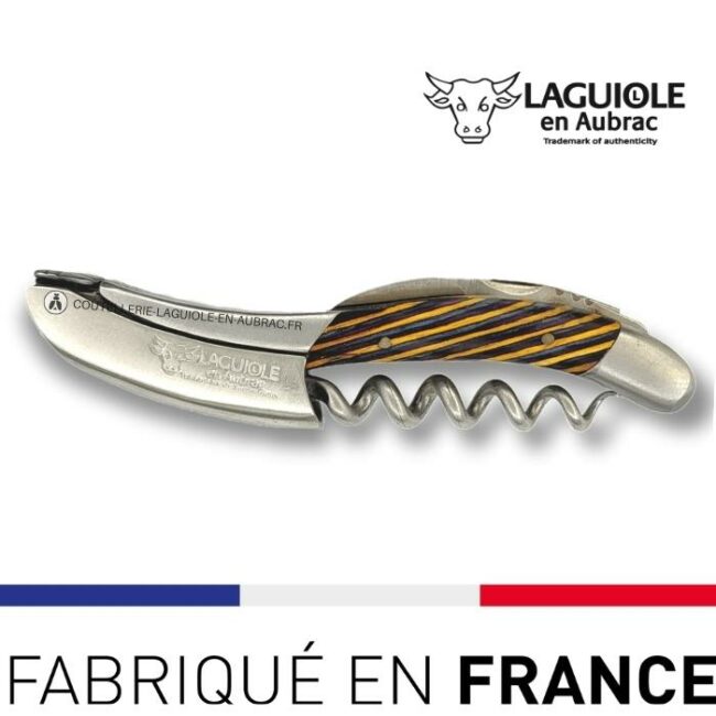tire bouchon sommelier laguiole en aubrac marqueterie samba jaune