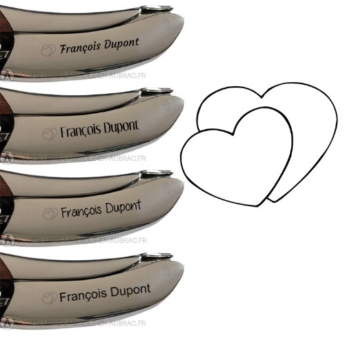 gravure double coeurs et texte sur sommelier laguiole