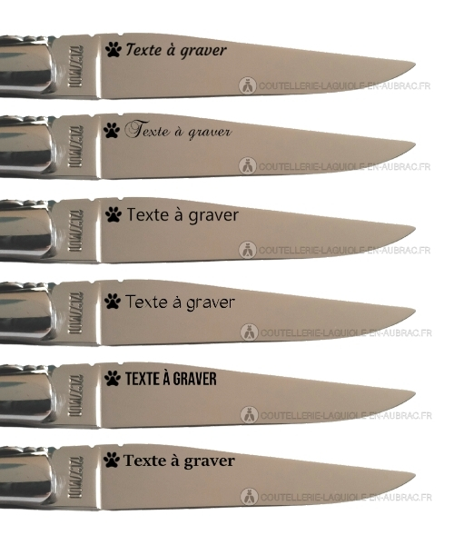 gravure empreinte et texte sur couteau
