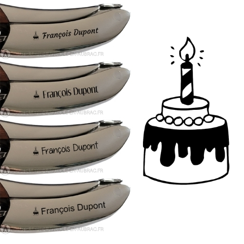 gravure gateau et texte sur sommelier laguiole