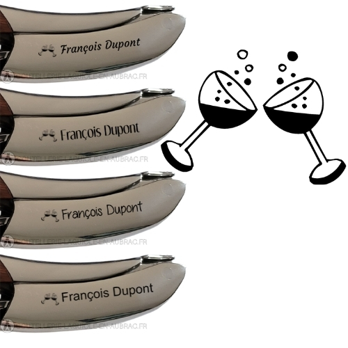 gravure verre de vin et texte sur sommelier laguiole