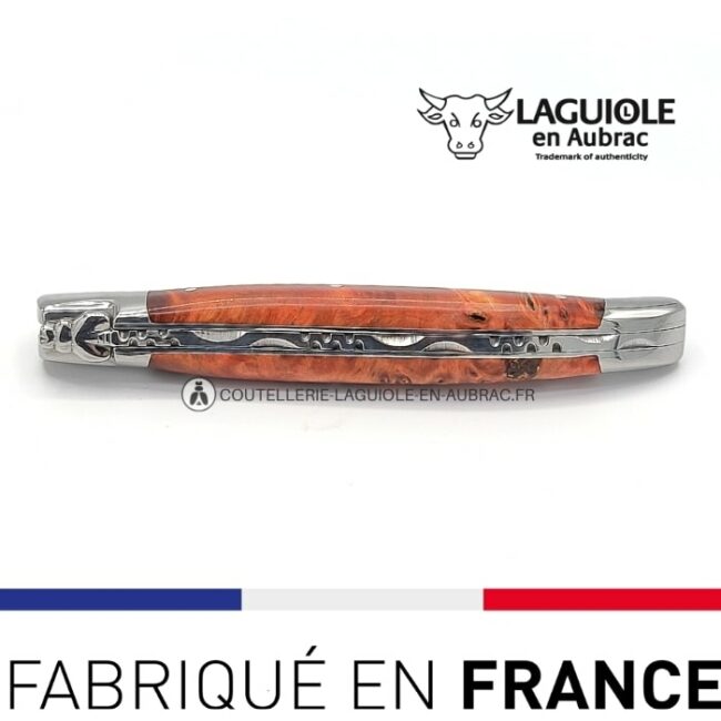 couteau laguiole en aubrac loupe peuplier rouge