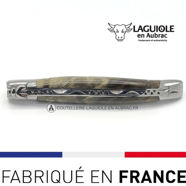 couteau laguiole manche loupe peuplier noire