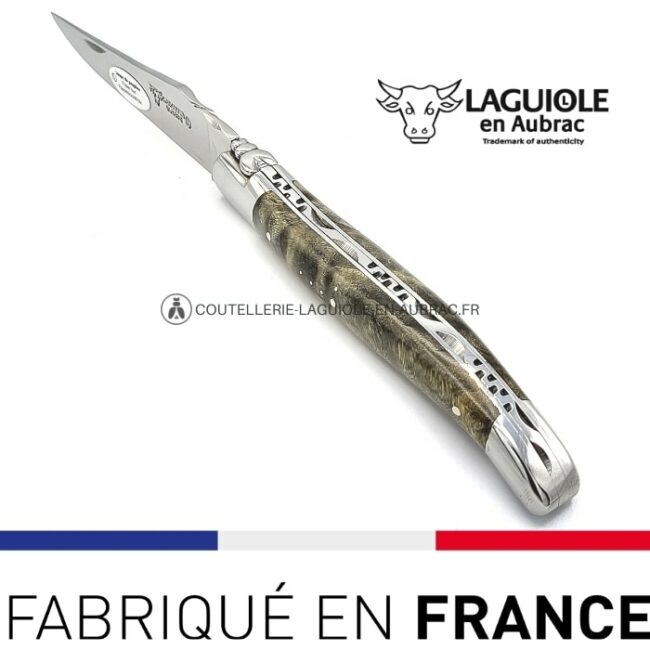 couteau laguiole pliant loupe peuplier noire