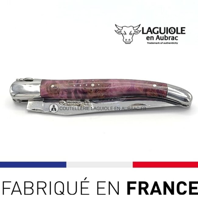 laguiole pliant manche loupe peuplier lie de vin
