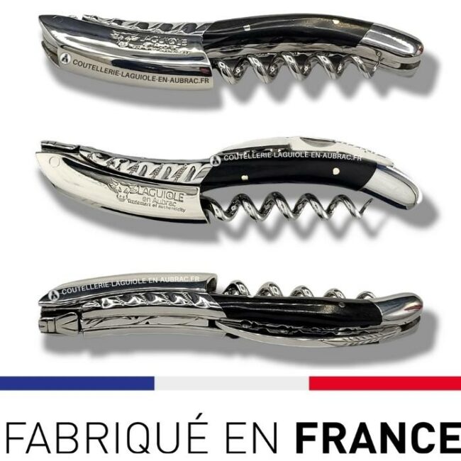 sommelier deluxe laguiole en aubrac ebène – inox brillant