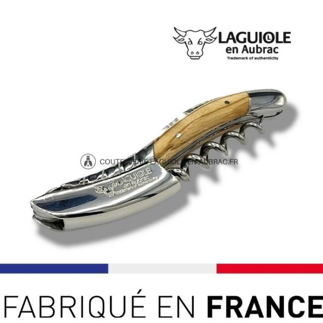 sommelier deluxe laguiole en aubrac olivier – inox brillant