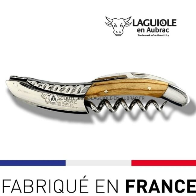 sommelier deluxe laguiole en aubrac olivier – inox brillant