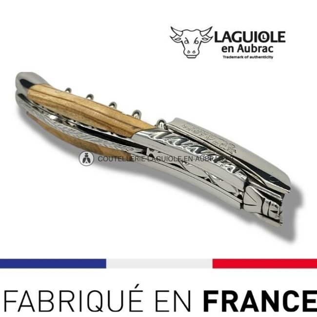 sommelier deluxe laguiole en aubrac olivier – inox brillant
