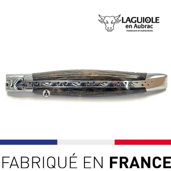 laguiole pliant manche morta, 12 cm – abeille forgée, mitres inox brillant