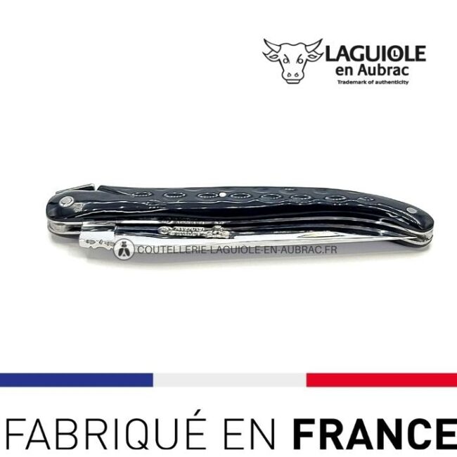 laguiole pliant losange buffle, 12 cm – abeille forgée, plein manche