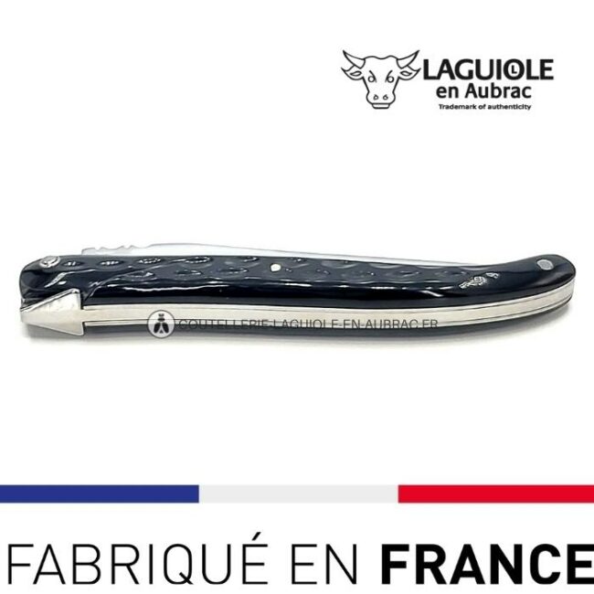 laguiole pliant losange buffle, 12 cm – abeille forgée, plein manche
