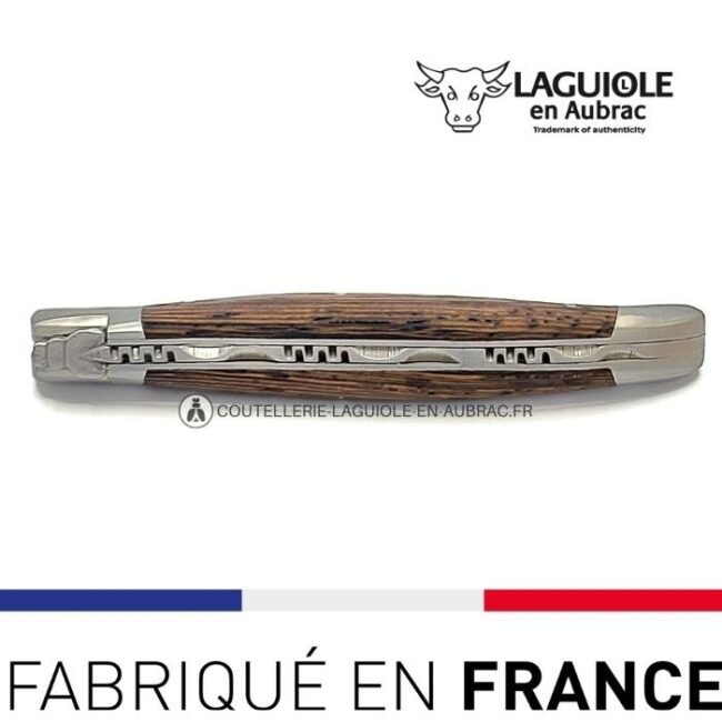 laguiole pliant manche wenge, 12 cm – abeille forgée, mitres inox satiné