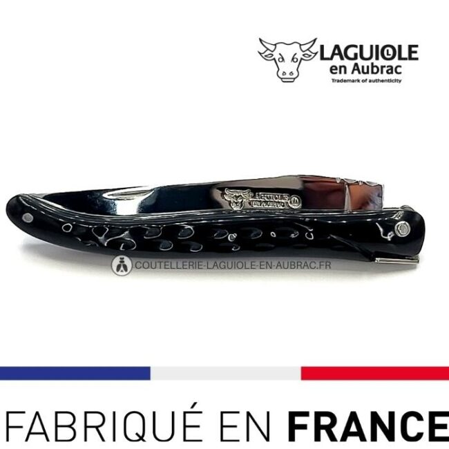 laguiole pliant losange buffle, 12 cm – abeille forgée, plein manche