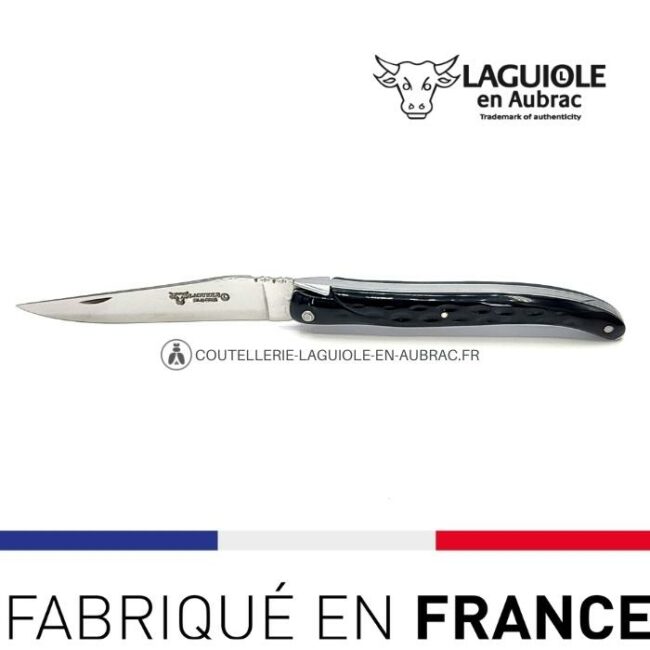 laguiole pliant losange buffle, 12 cm – abeille forgée, plein manche