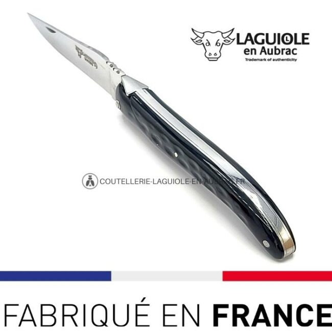 laguiole pliant losange buffle, 12 cm – abeille forgée, plein manche