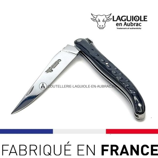 laguiole pliant losange buffle, 12 cm – abeille forgée, plein manche