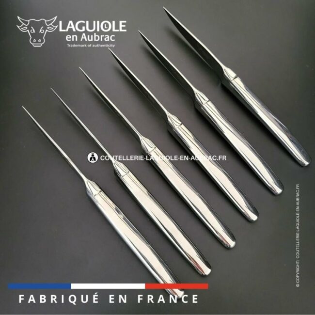 6 couteaux de table laguiole monobloc brillant