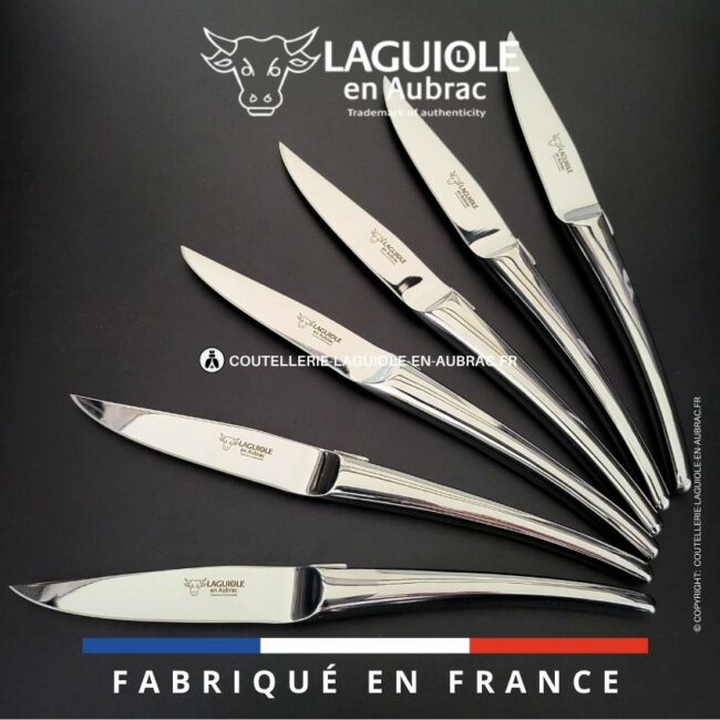 6 couteaux de table laguiole monobloc brillant