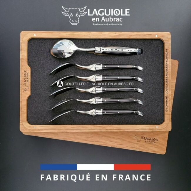 cuillères à dessert laguiole en corne de buffle