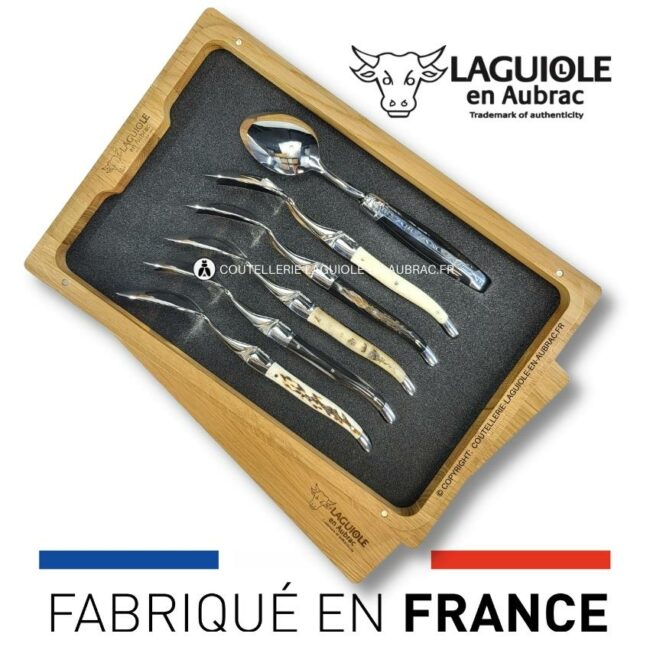 cuillères à dessert laguiole en corne mixtes