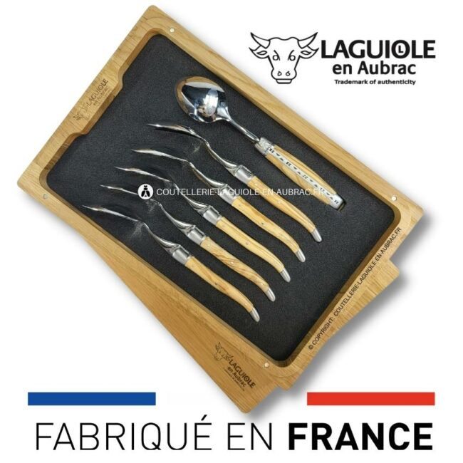 cuillères à dessert laguiole en olivier