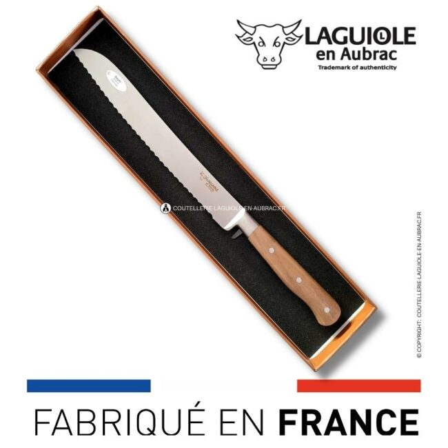 couteau à pain laguiole en aubrac manche noyer
