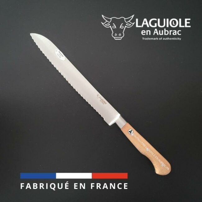 couteau à pain laguiole en aubrac manche genévrier