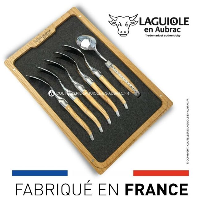 cuillères à dessert laguiole en olivier