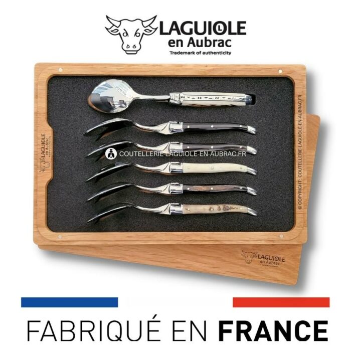 cuillères à dessert laguiole en corne mixtes