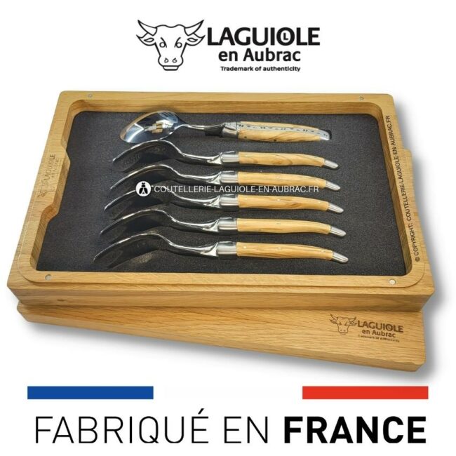 cuillères à dessert laguiole en olivier