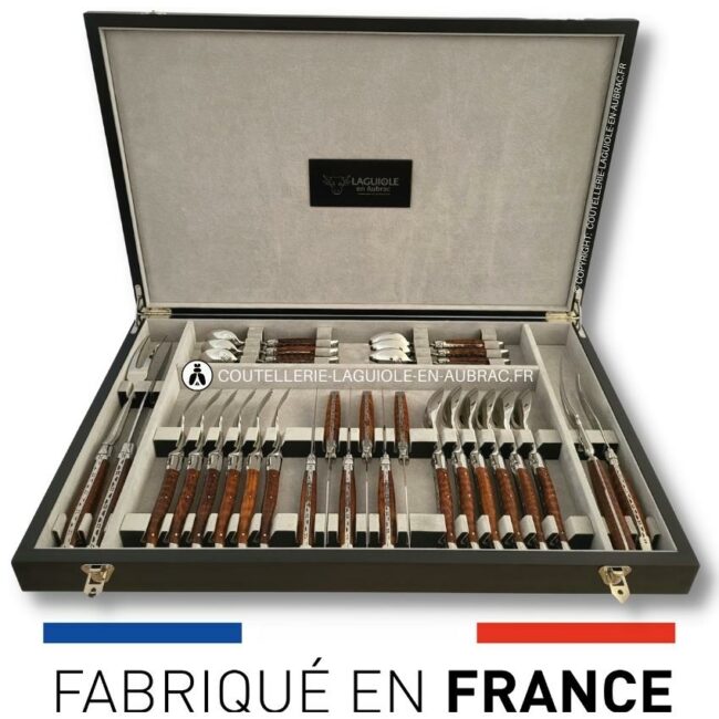 ménagère laguiole 28 pièces manches en bois d’amourette