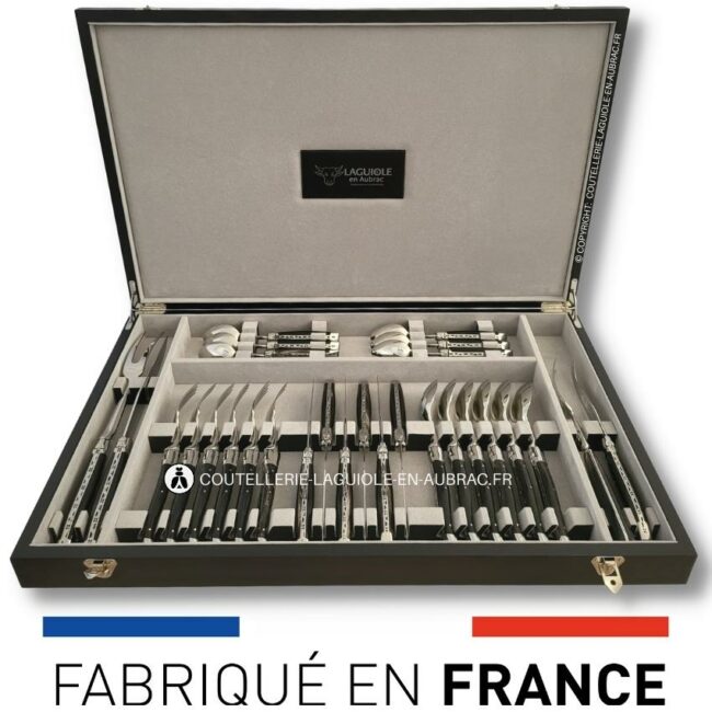 ménagère laguiole 28 pièces manches en corne de buffle
