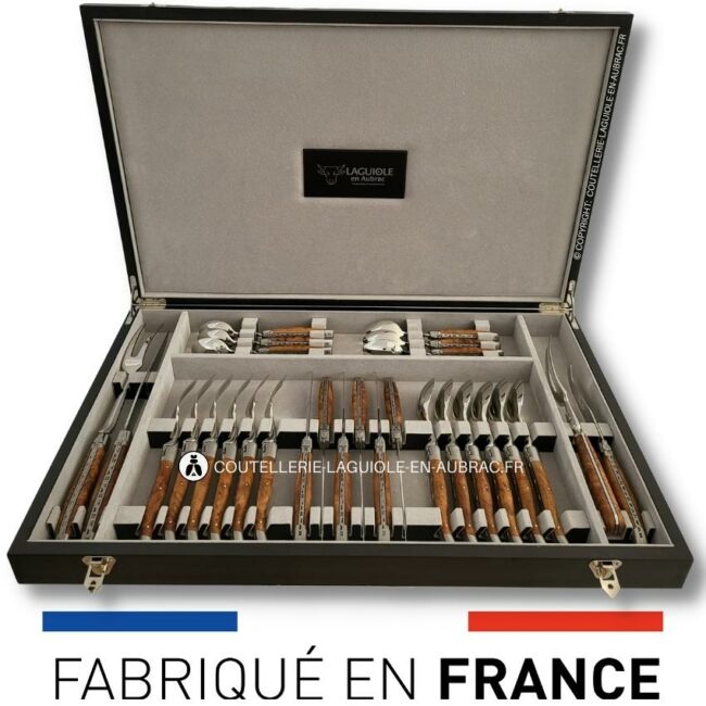 ménagère laguiole 28 pièces manches en bois de thuya